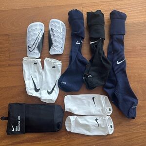 Nike Soccer bundle: shin guards, 3 pairs of soccer socks.